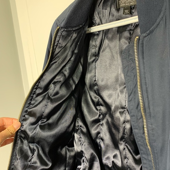 TOPSHOP Navy Bomber Jacket - Picture 5 of 6